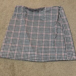 Divided Black, White, and Red Plaid A-Line Skirt